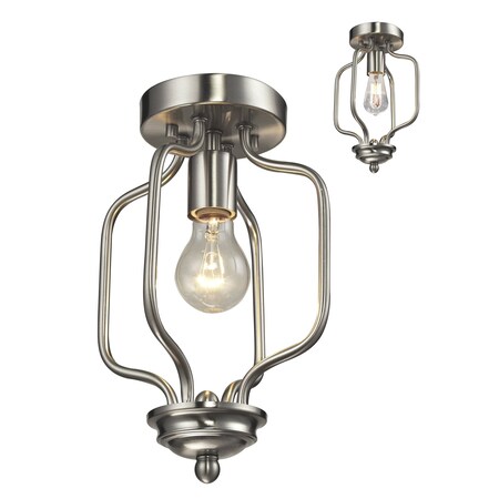 Z-Lite Cardinal 1 Light Flush Mount, Brushed Nickel 434-12-BN